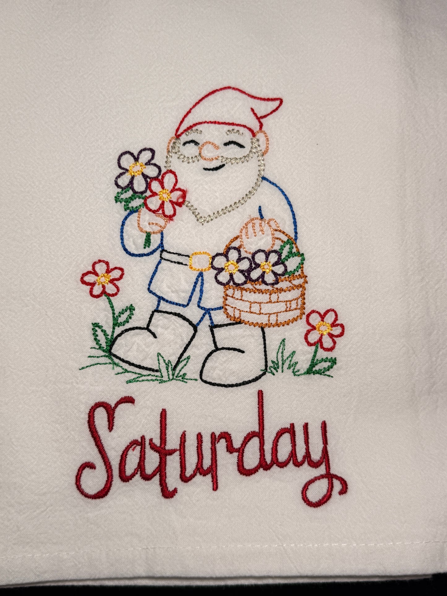 Garden Gnome Days of the Week Towel Set of 7
