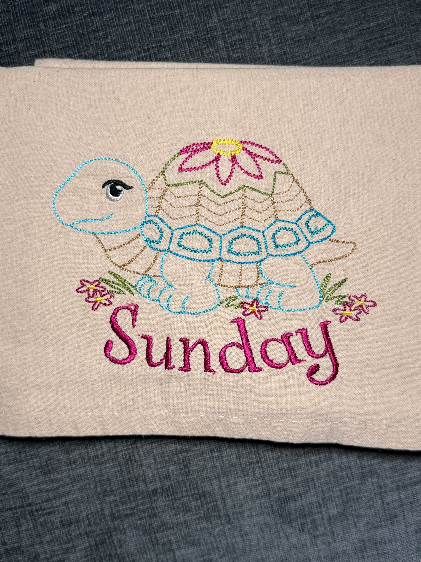 Tortoise Days of the Week Towels, set of 7