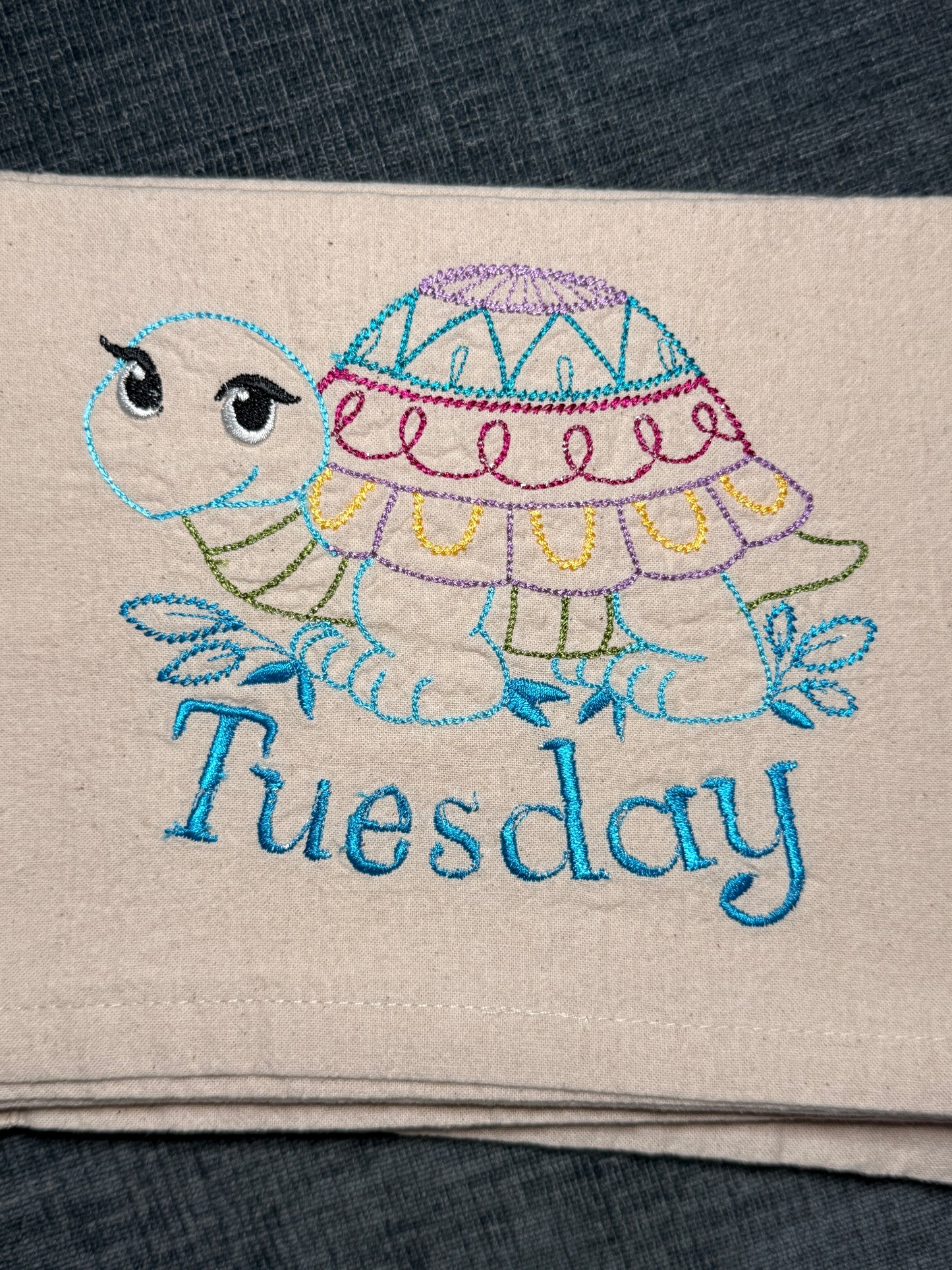 Tortoise Days of the Week Towels, set of 7