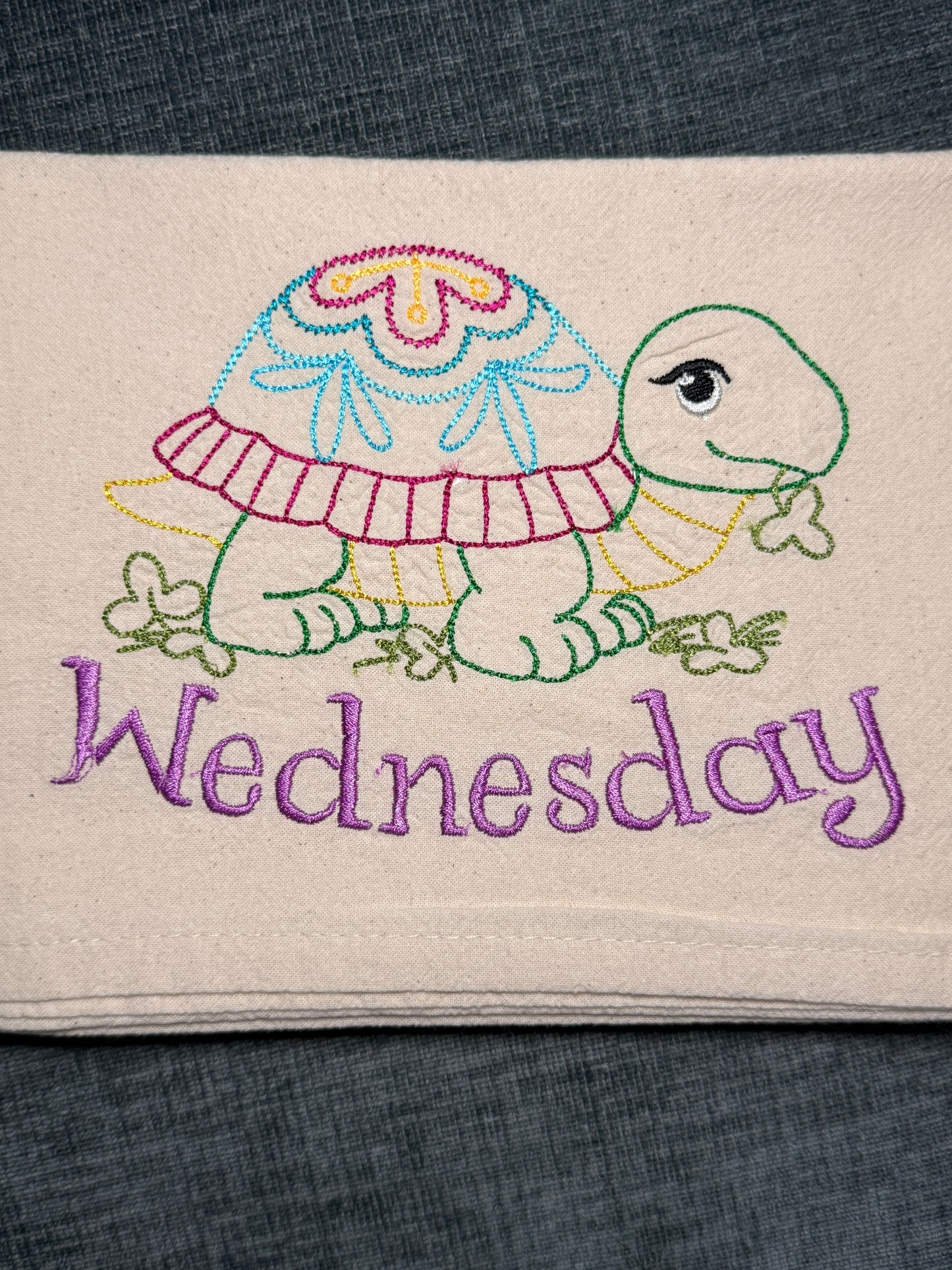 Tortoise Days of the Week Towels, set of 7