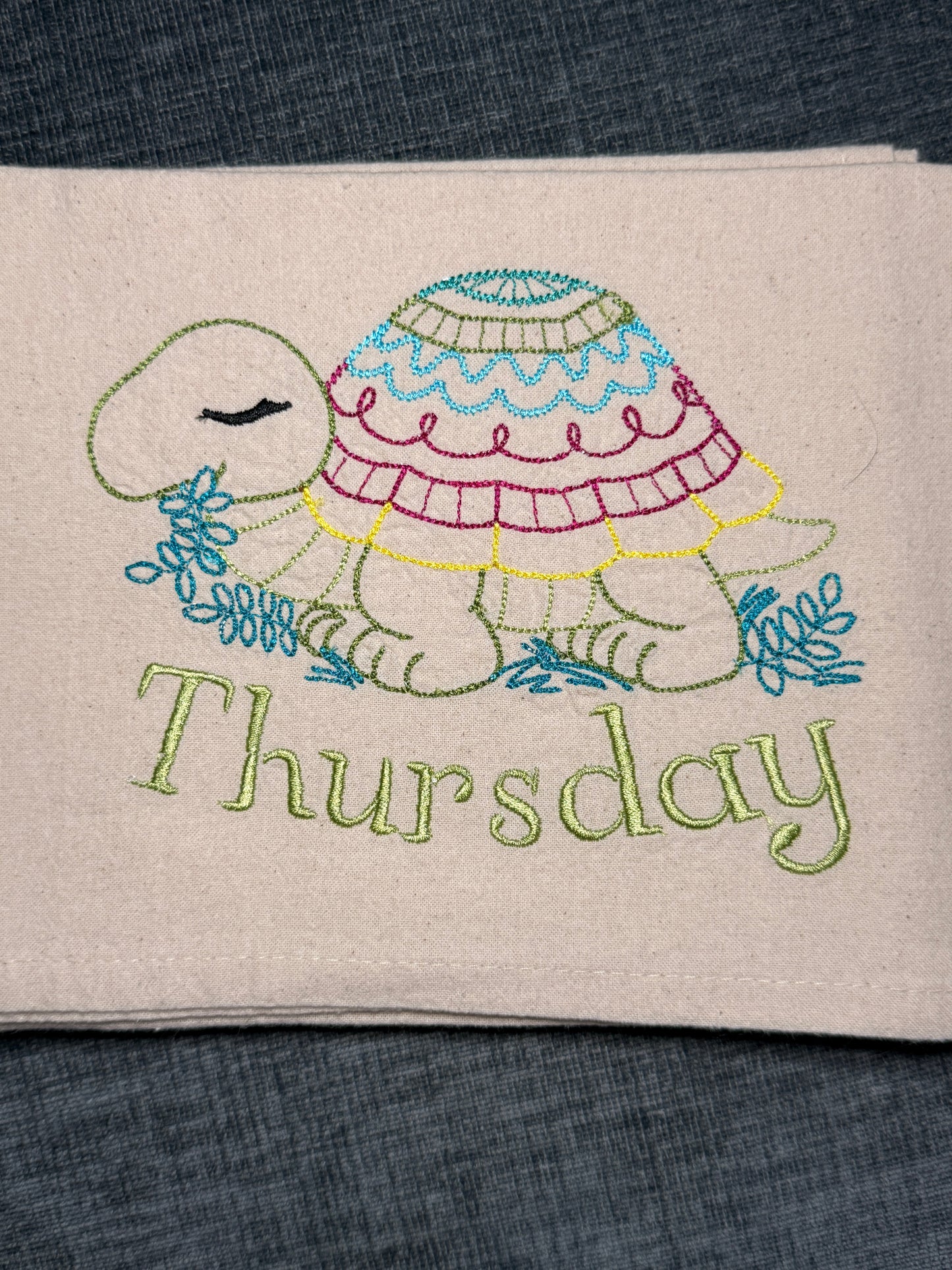 Tortoise Days of the Week Towels, set of 7