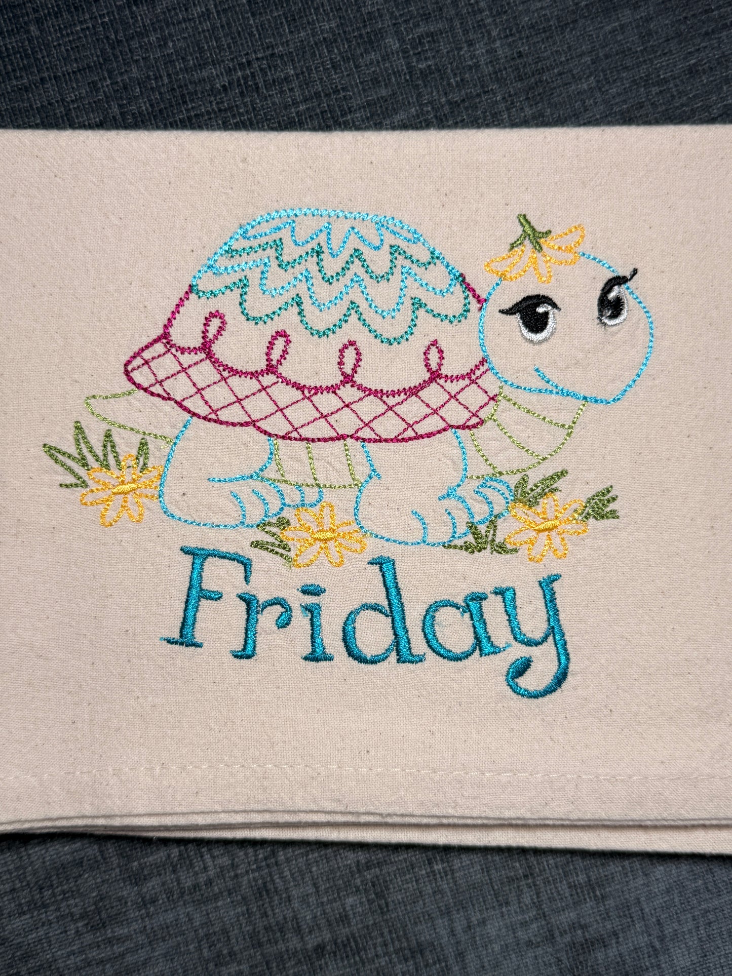 Tortoise Days of the Week Towels, set of 7