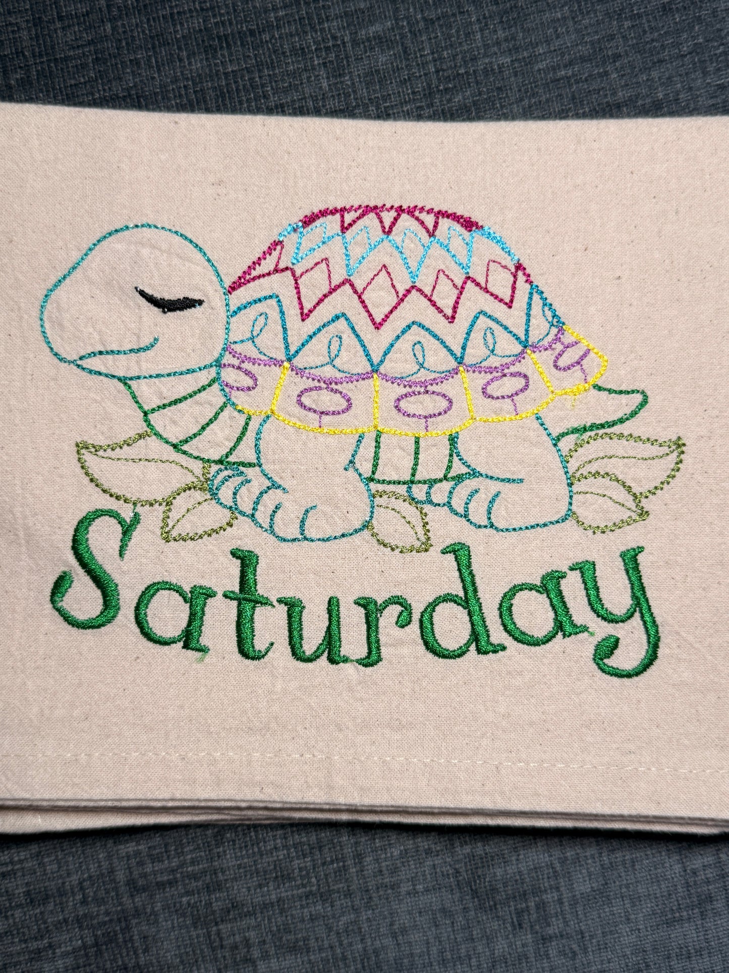 Tortoise Days of the Week Towels, set of 7