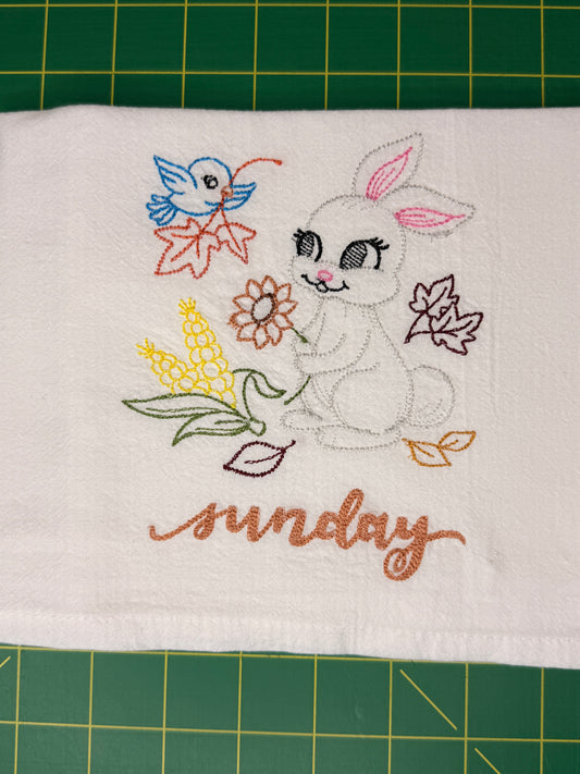 Cute Animals Days of the Week Towel set of 7