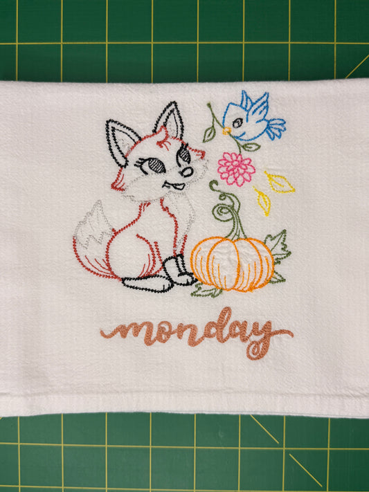 Cute Animals Days of the Week Towel set of 7