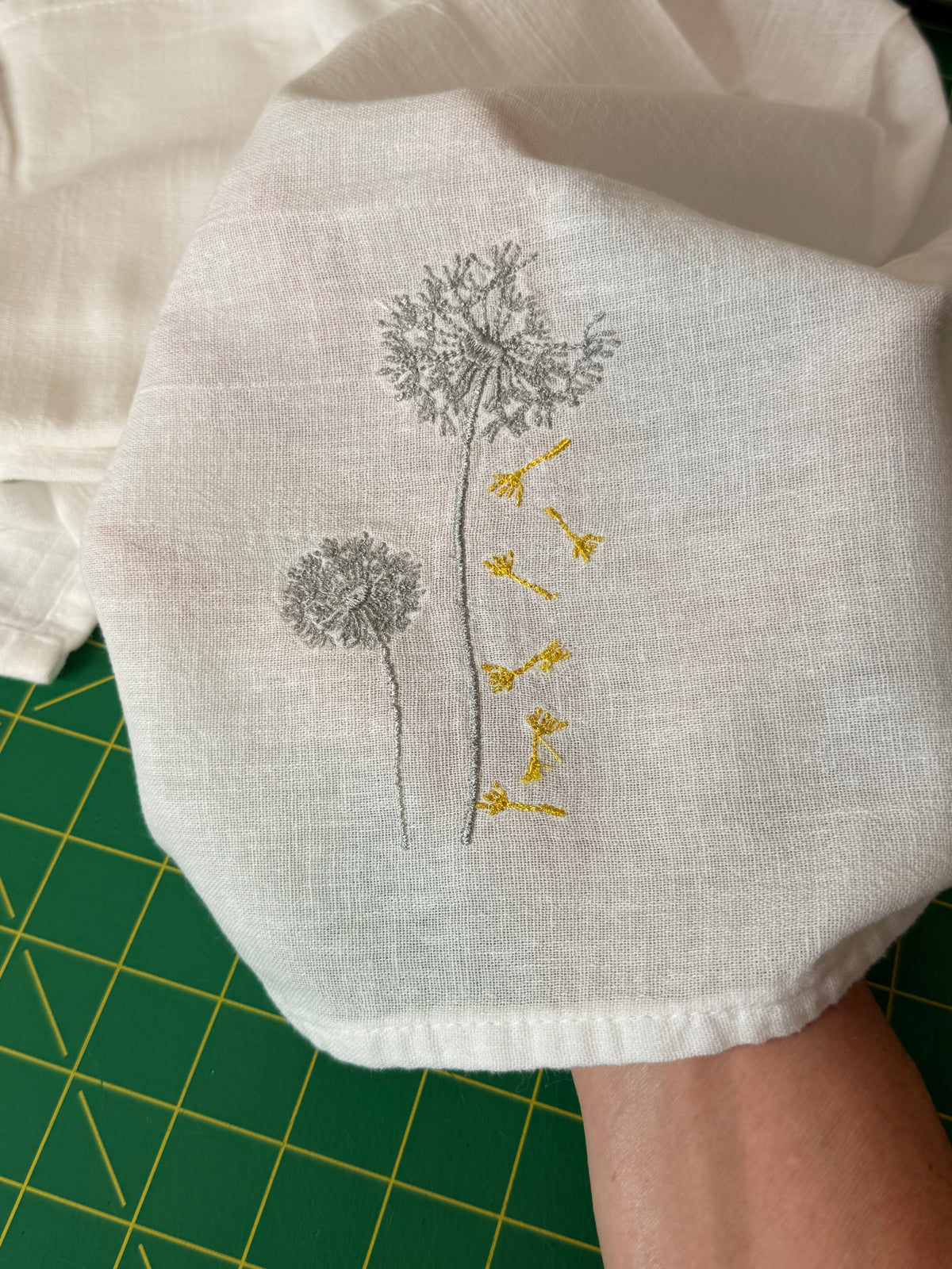 Gold and Silver Dandelion Towels set of 2